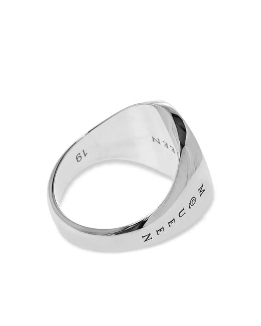 Alexander McQueen White Skull-Embossed Signet Ring for men