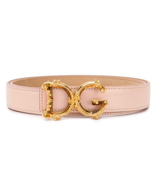 Dolce & Gabbana Leder Gürtel mit barocker D&G-Schnalle in Pink - Lyst