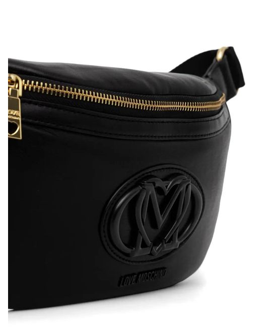 Love Moschino Black Logo-Plaque Belt Bag