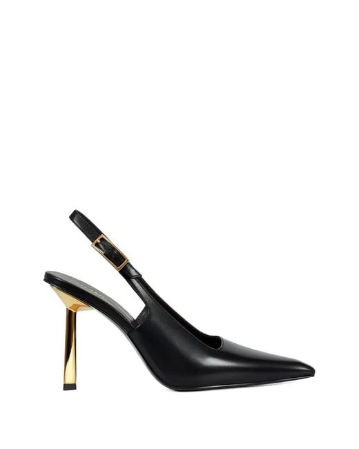 POTAMY Black Buckle Leather Pumps