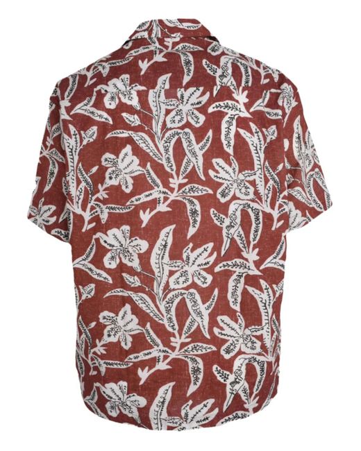 Altea Red Bart Floral-Print Short-Sleeve Shirt for men