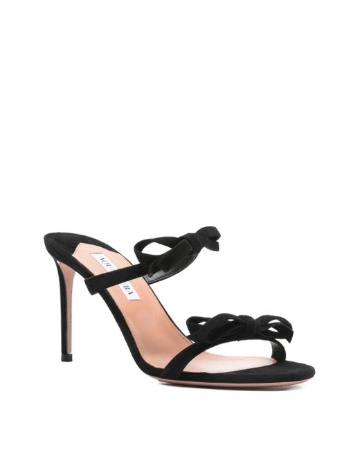 Aquazzura Black 100Mm Soave Bow-Embellished Stiletto Sandals