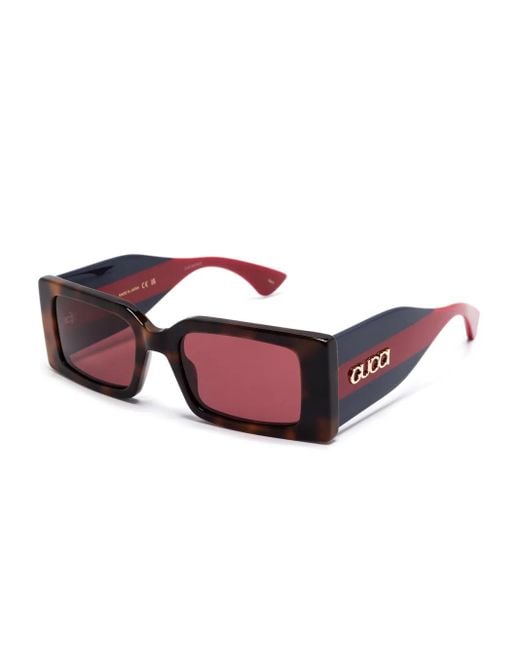 Gucci Pink Rectangular-Frame Sunglasses
