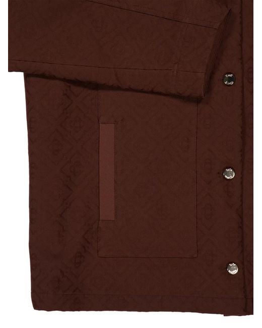 Casablanca Brown Logo-Jacquard Leather-Collar Jacket