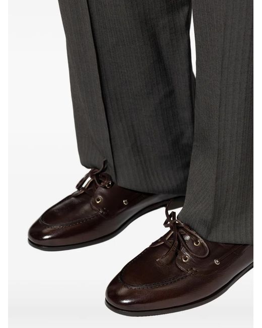 Bally White Plume Lace-Up Buffalo Leather Boat Shoes for men