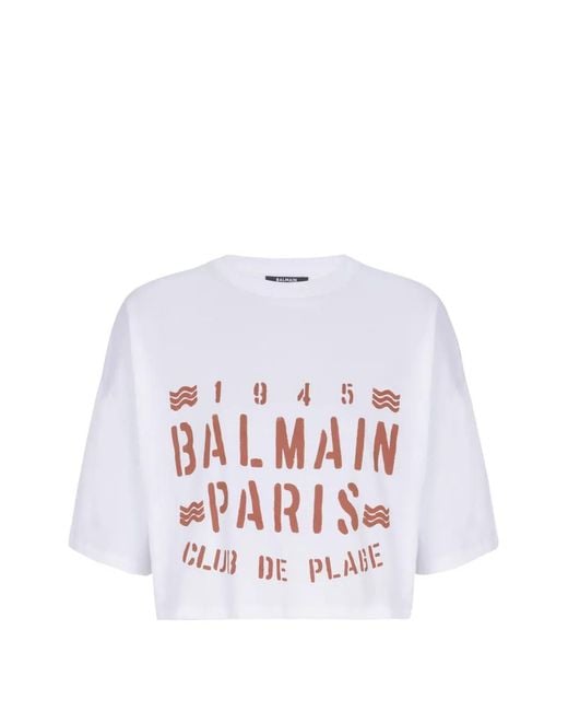 Balmain White Printed T-Shirt