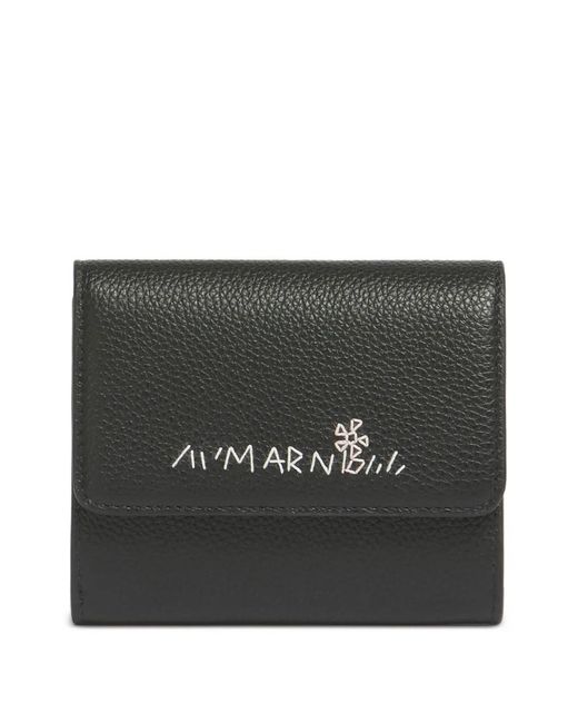 Marni Black Snap-Button Leather Wallet