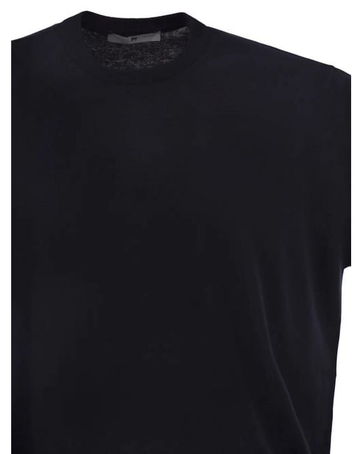 PT Torino Blue Ribbed-Trim T-Shirt for men