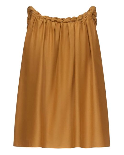 Loulou de Saison Brown Garino Braided-Neck Top