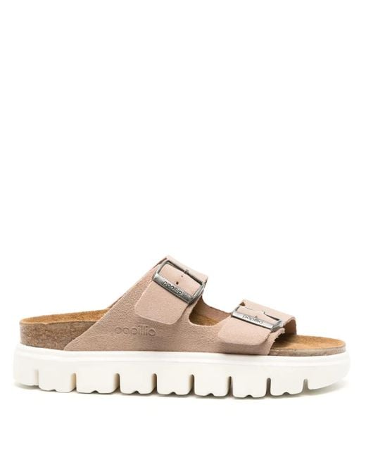 Birkenstock White Arizona Chunky Buckle-Straps Slides