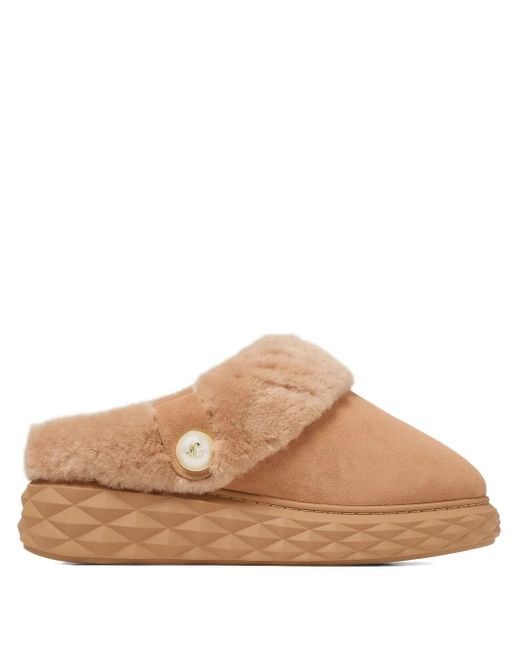 Jimmy Choo Brown Diamond Maxi Slippers