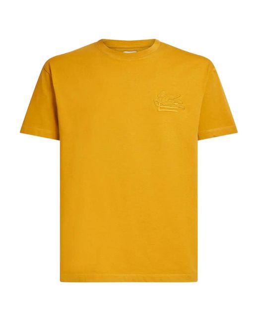 Etro Yellow Pegaso Embroidered T-Shirt for men