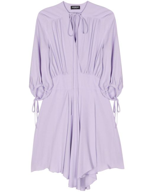 Dondup Purple Lace-up Asymmetric Minidress