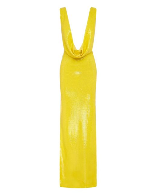 Alex Perry カウルネック スパンコールドレス Yellow