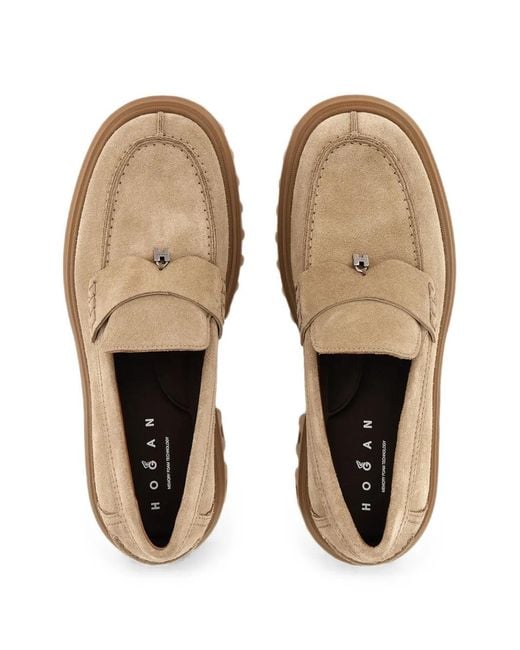 Hogan Brown H700 Lug-Sole Loafers