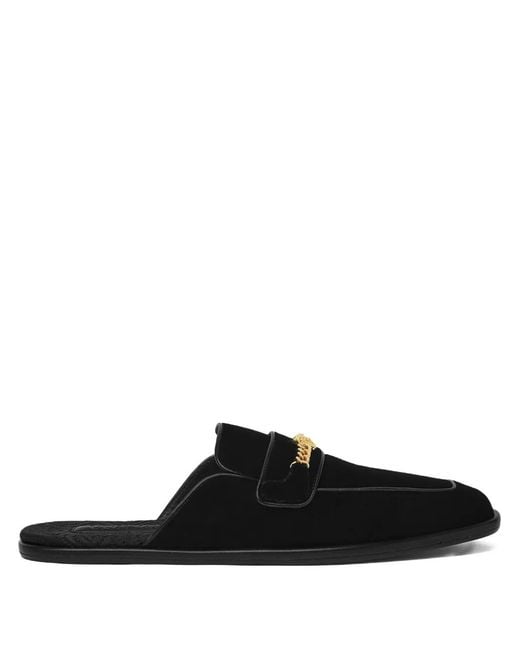 Versace Black Medusa Velvet Slippers for men