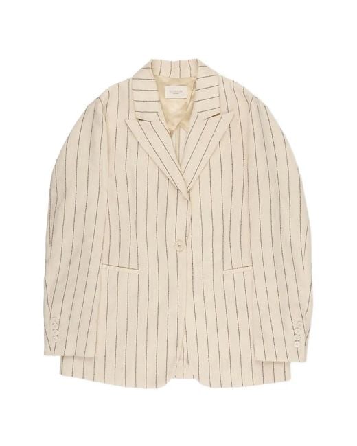 Slowear Natural Pinstripe-Pattern Notched-Lapels Blazer