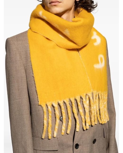 Sciarpa Con Frange E Logo di Burberry in Yellow
