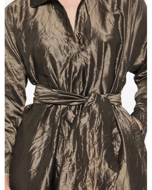 Daniela Gregis Natural Crinkled-Finish Maxi Dress