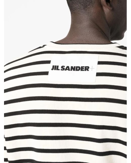 Jil Sander White Crew Neck Long Sleeves Cotton Sweatshirts for men