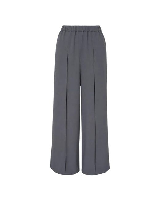 Enfold Gray Box-Pleated Wide-Leg Trousers