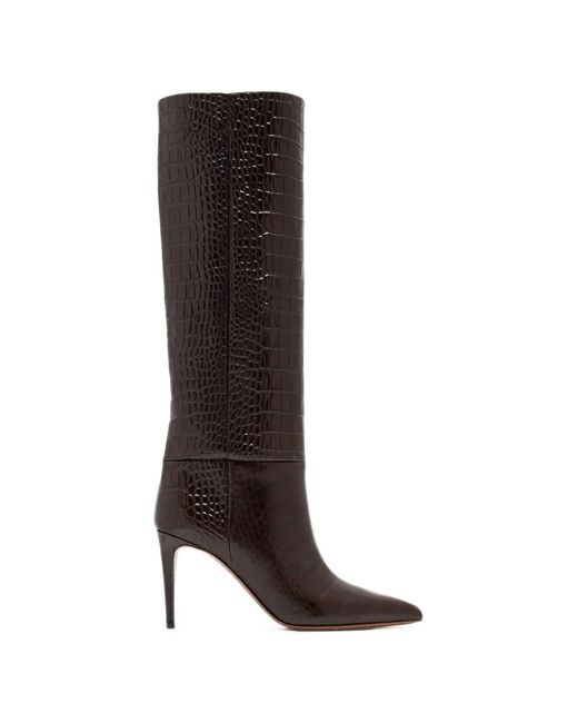 Paris Texas Black Croc-Effect Leather Boots