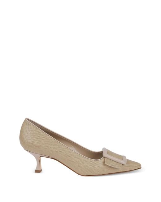 Manolo Blahnik Natural Maysale Pumps