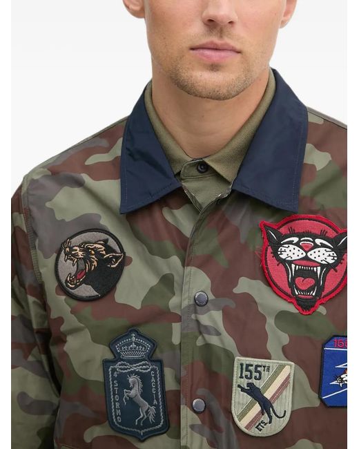 Aeronautica Militare Gray Camouflage Patched Jacket for men