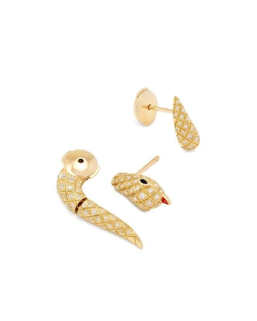 Yvonne Léon White Python Diamond Stud Earrings