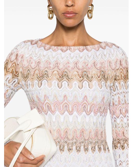 Missoni Natural Lurex-knit Boat-neck Minidress