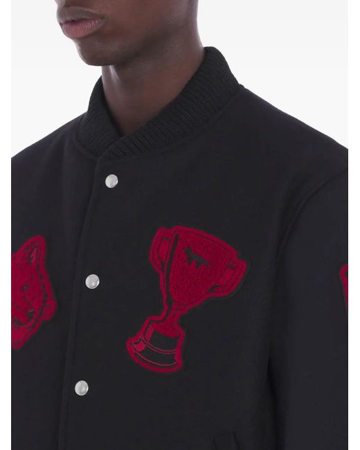 Maison Kitsuné Black Appliqué Button Jacket for men