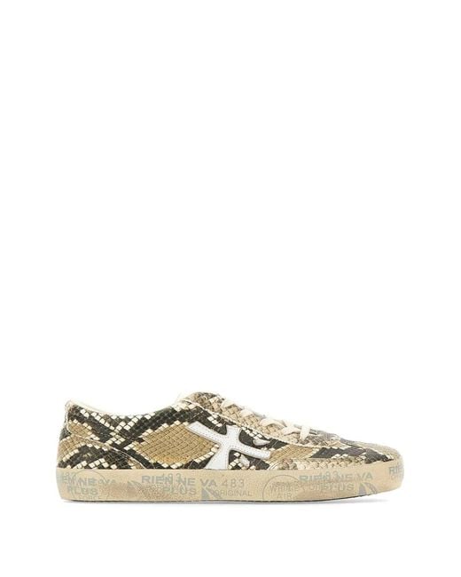 Premiata Metallic Crocodile-Effect Sneakers