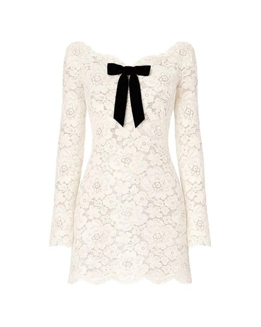 retrofte Perdita Bow Lace Dress in White | Lyst Canada