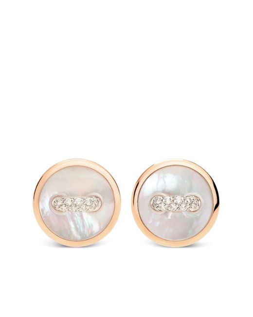 Pomellato Pink 18kt Gold Pom-pom Dot Diamond Earrings