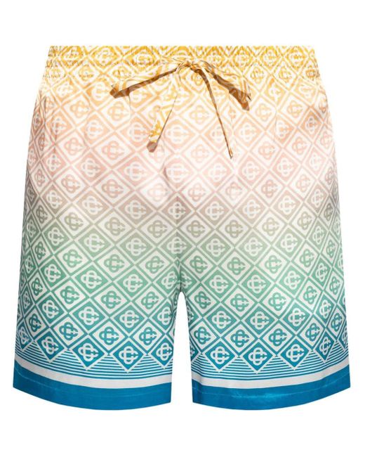 Casablancabrand Green Monogram-print Deck Shorts for men