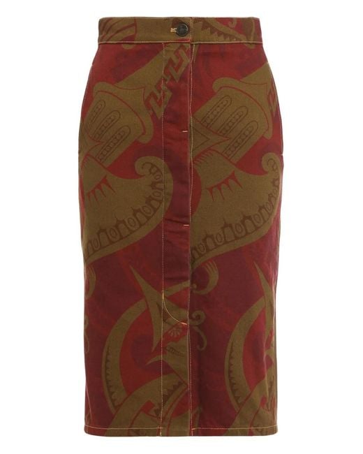 Vivienne Westwood Brown Printed Midi Skirt
