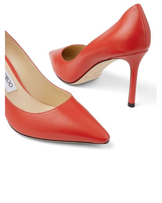 Jimmy Choo Red Romy 85mm Leather Pumps