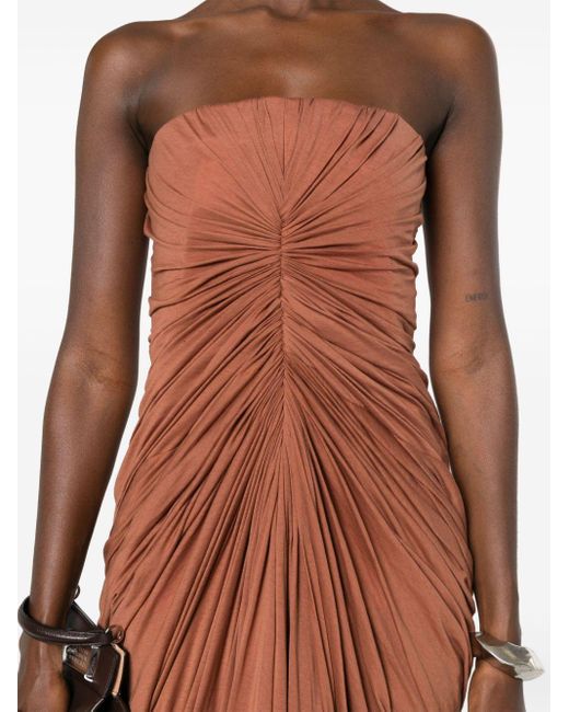 Rick Owens Brown Radiance Ruched Maxi Dress