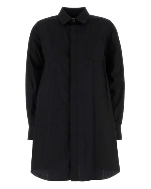 Sacai Black Poplin Shirt Dress