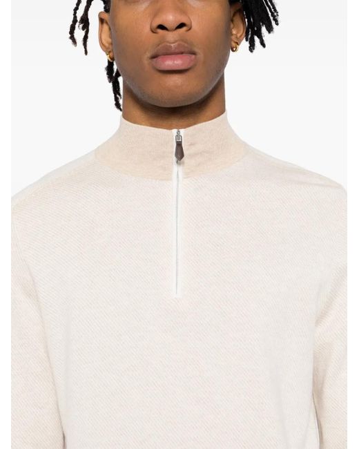 メンズ N.Peal Cashmere Salcombe ハーフジップ セーター White
