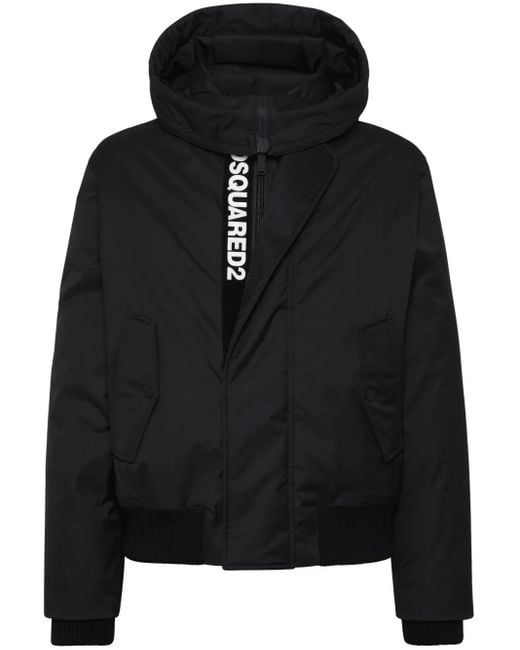 DSquared² Black Concealed Logo-Print Padded Jacket for men