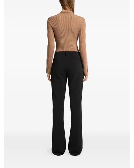 Courreges Brown Rib-Knit Long-Sleeve Polo Shirt