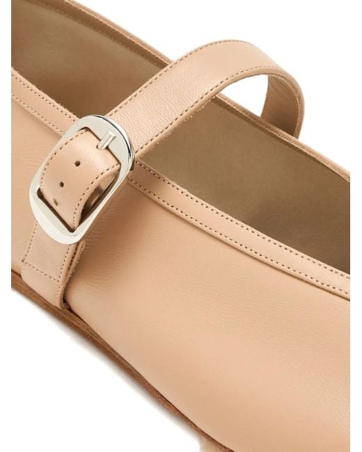 Le Monde Beryl Natural Stella Buckle-Strap Leather Ballet Flats