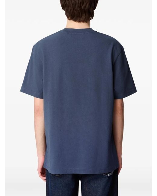 Axel Arigato Blue Micro Bee Bird Embroidered T-Shirt for men