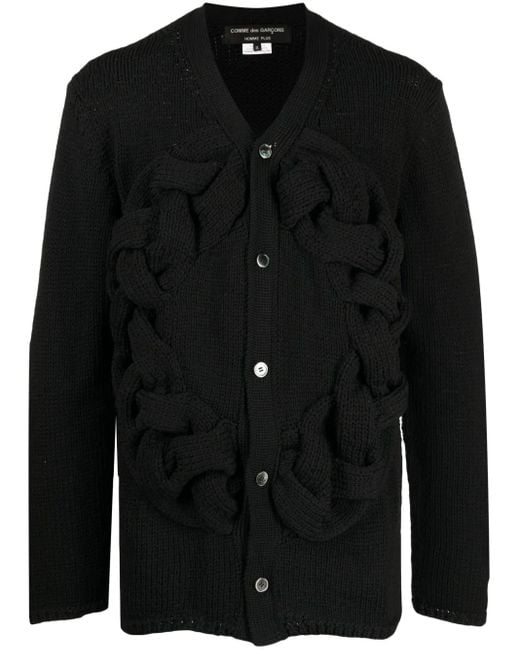 メンズ Comme des Garçons Vネック カーディガン Black