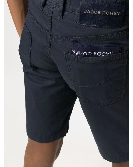 Jacob Cohen Blue Cotton Logo-Patch Chino-Shorts for men