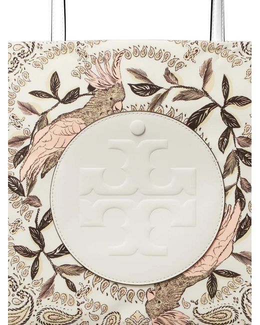 Tory Burch White Small Ella Printed Tote