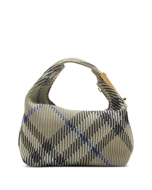 Burberry Metallic Mini Peg Checked Tote Bag
