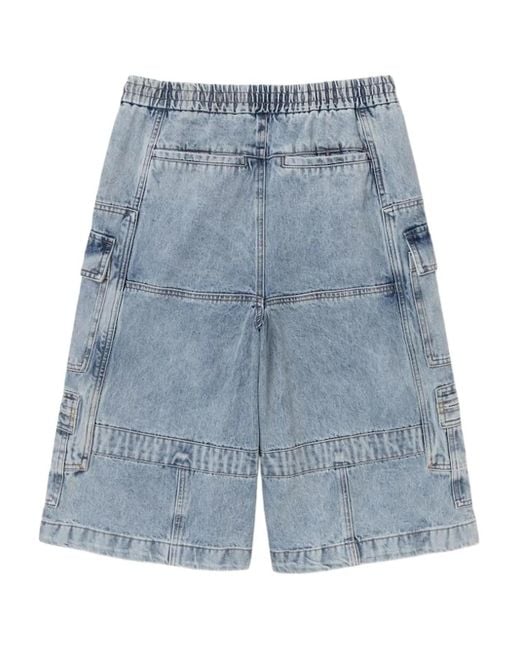 Juun.J Blue Drawstring Denim Cargo Shorts for men