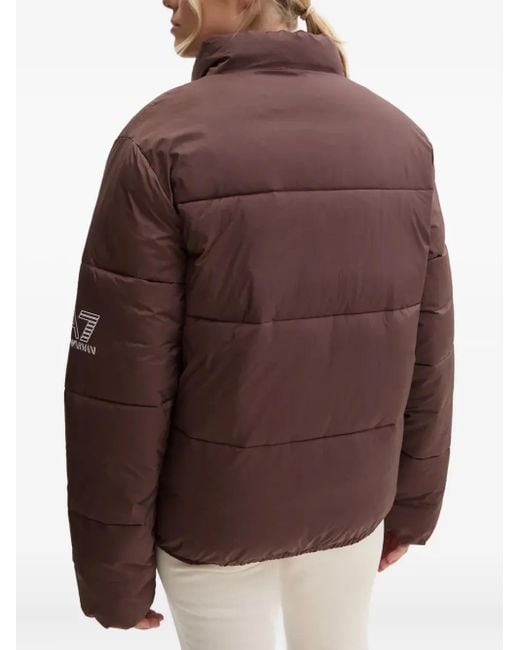 EA7 Brown Zip-Up Puffer Jacket
